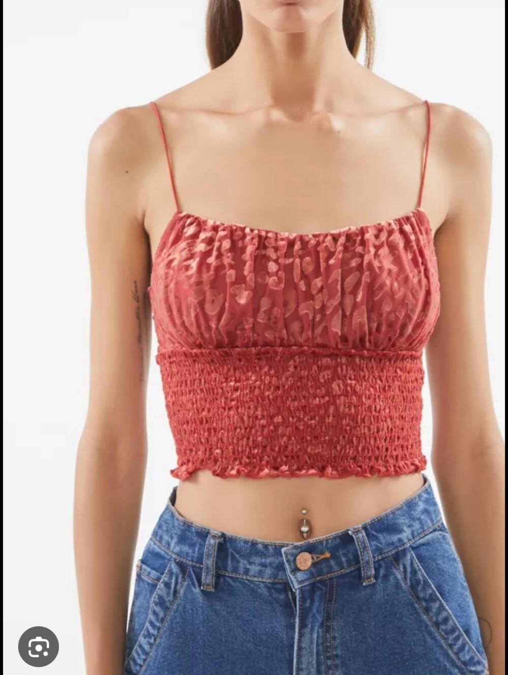 558-Nwt Urban Outfitters Rust Red Leopard-Print Smocked Cami Top
